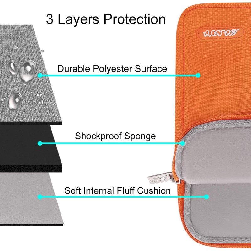 MOSISO Laptop Sleeve Bag Compatible with MacBook Air/Pro  13-13.3 inch Notebook  Compatible with MacBook Pro 14 inch M3 M2 M1 Chip Pro Max 2024-2021  Polyester Vertical Case with Pocket  Orange - Image 3
